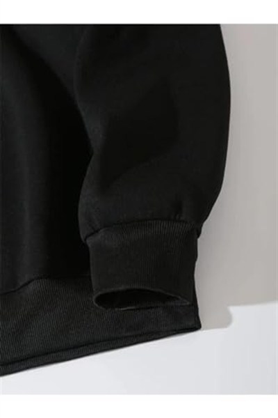 TrendSeninle Kadın Kahve Oversize Brooklyn Citylights Baskılı Sweatshirt