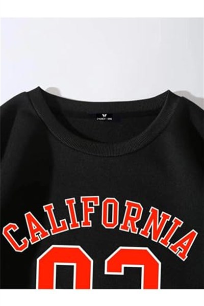 TrendSeninle Kadın Kahve Oversize Brooklyn Citylights Baskılı Sweatshirt