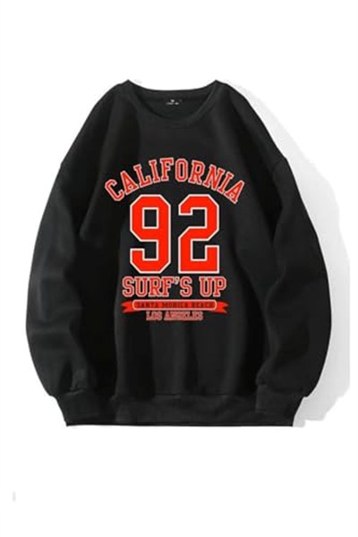 TrendSeninle Kadın Kahve Oversize Brooklyn Citylights Baskılı Sweatshirt