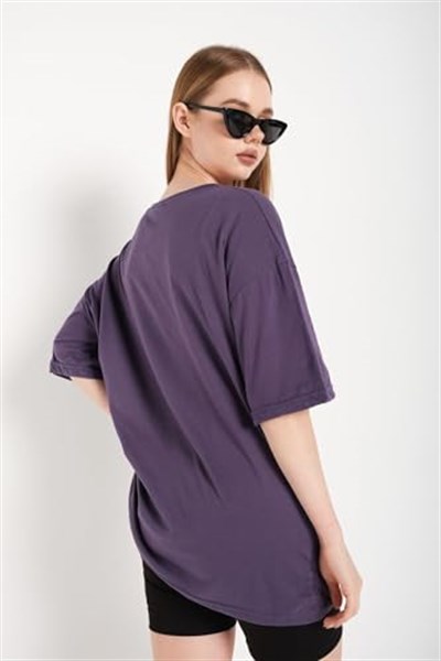 TrendSeninle Kadın Lacivert Oversize T-shirt