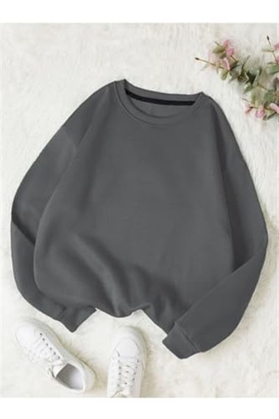 TrendSeninle Kadın Leylak Moru Düz Bisiklet Yaka Sweatshirt