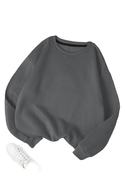 TrendSeninle Kadın Leylak Moru Düz Bisiklet Yaka Sweatshirt