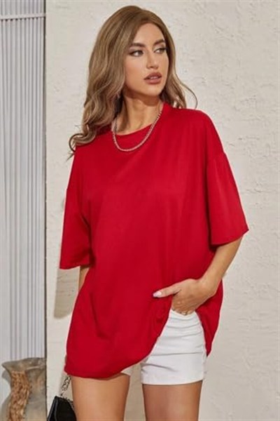 TrendSeninle Kadın Siyah Love Yourself Baskılı Oversize T-shirt