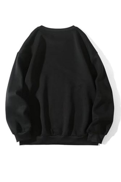 TrendSeninle Kadın Siyah Oversize Stay In Baskılı Sweatshirt