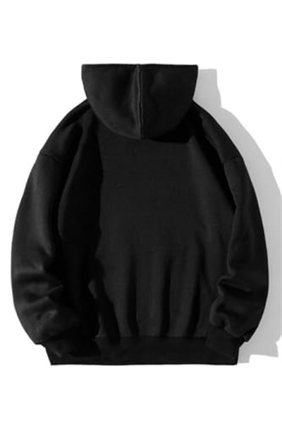 TrendSeninle Siyah San Fransısco Woswos Baskılı Kapüşonlu Oversize Sweatshirt