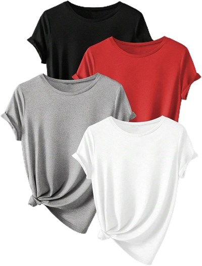 TrendSeninle Unisex 4Lü Paket Düz Oversize Tişört Beyaz Gri Bej Siyah