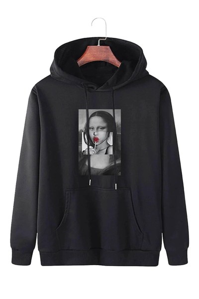 TrendSeninle Unisex Monalisa Baskılı Oversize Sweatshirt Hoodie