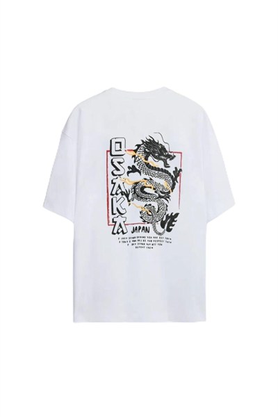 TrendSeninle Unisex Siyah Oversize T-shirt Baskılı Osaka Tişört