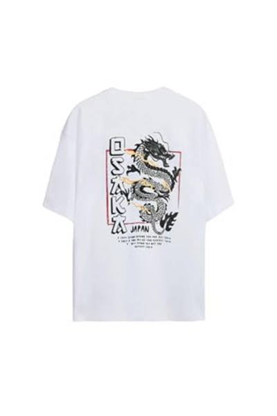 TrendSeninle Unisex Siyah Oversize T-shirt Baskılı Osaka Tişört