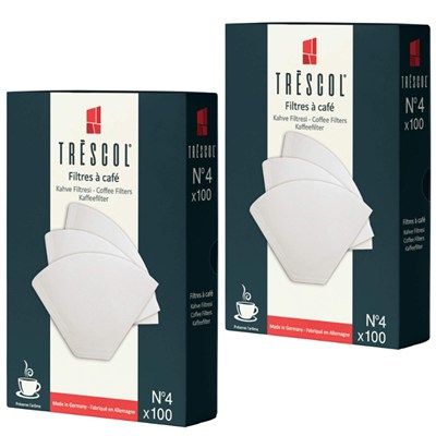 Trescol Kahve Filtresi 4 Numara (Büyük Boy) Beyaz Kağıt 2X100 200lü Paket