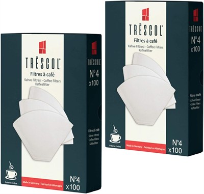 Trescol Kahve Filtresi 4 Numara (Büyük Boy) Beyaz Kağıt 2X100 200lü Paket