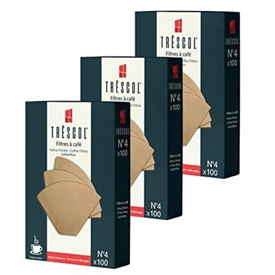 Trescol Kahve Filtresi 4 Numara (Büyük Boy) Naturel Kağıt 3X100 300lü Paket