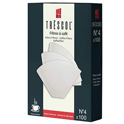Trescol Kahve Filtresi, Beyaz Kağıt, 4 Numara, Büyük Boy, 100lü Paket