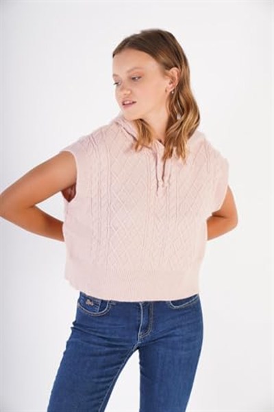TRİST STAR Kadın Kapüşonlu Oversize Yün Triko Süveter TRIST-6131