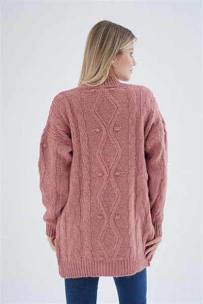 TRİST STAR Kadın Oversize Pon Ponlu Triko Örme Hırka TRIST-6165