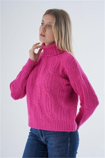 TRİST STAR Kadın Oversize Selanik Saç Örgülü Triko Kazak TRIST-6159