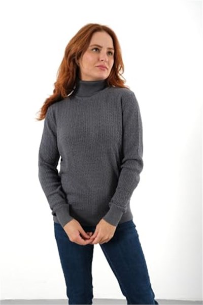 TRİST STAR Kadın Saç Örgülü Triko Kazak TRIST-6156