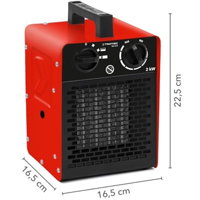 TROTEC Seramik ısıtıcı elektrikli ısıtıcı TDS 10 C 2.000 Watta kadar çok kademeli sıcaklık ayarı dahil (2 kW) termostatlı inşaat ısıtıcısı