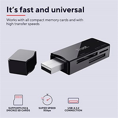 Trust 21935 Nanga Yüksek Hızlı Kart Okuyucu Usb 3.1, Siyah - Seçenekler: 3.0 kart okuyucu, 2.0 kart okuyucu