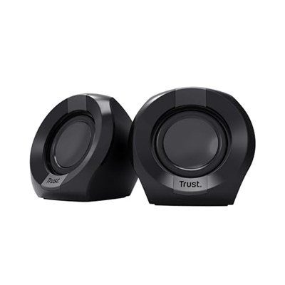 Trust Polo Küçük PC Hoparlör 2.0, 8 W (4 W RMS), Kompakt Hoparlör Seti, USB İşletim Hoparlör Seti, Entegre Kontrol, AUX 3,5 mm, PC Kutuları, Bilgisayar Dizüstü Bilgisayar - Siyah
