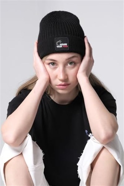 TSC HOUSE Unisex 22WCBE481U Change Your Mind Nakışlı Bere, Siyah, Tek Beden