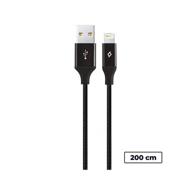 Ttec Alumicable XL Lightning Şarj ve Data Kablosu, Siyah, 2 m