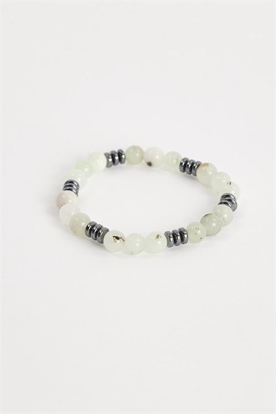 Tudors Unisex Doğal Taş Bileklik, Hematit Detaylı, Beyaz 2007004367267