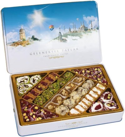 Tuğba Kuruyemiş Geleneksel Tatlar Metal Kutu Lokum 540gr (turkish Delight)