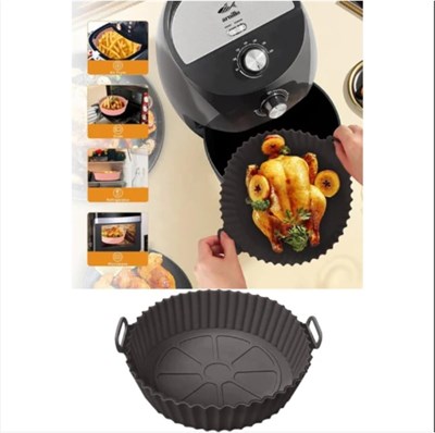 Tüm Airfryerlara Uyumlu Antrasit Renk Silikon Pişirme Kabı - Airfryer Silikon Kap - Bpa Free-1 Adet