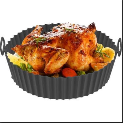 Tüm Airfryerlara Uyumlu Antrasit Renk Silikon Pişirme Kabı - Airfryer Silikon Kap - Bpa Free-1 Adet