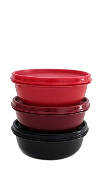 Tupperware 3lü Set Buzdolabı Hit-Geçit Töreni 300 ml Siyah Kırmızı Koyu Kırmızı Küçük Hitparade Mini Panorama