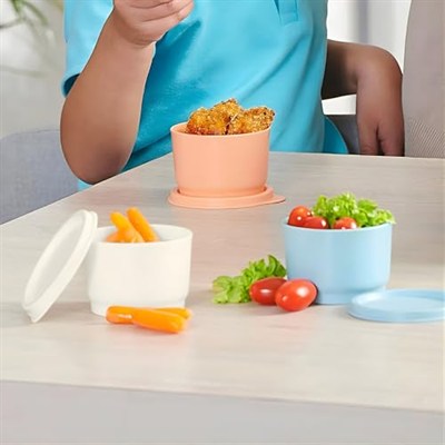 Tupperware SET (3) Buzdolabı Uno 120 ml Renkli Turuncu Beyaz Mavi Kutu Stok Saklama Kabı Julchen