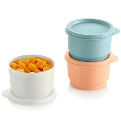 Tupperware SET (3) Buzdolabı Uno 120 ml Renkli Turuncu Beyaz Mavi Kutu Stok Saklama Kabı Julchen