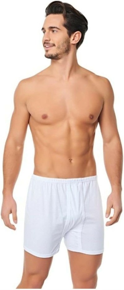 Tutku 6 Adet Beyaz Renk Penye Paçalı Boxer Beyaz XL