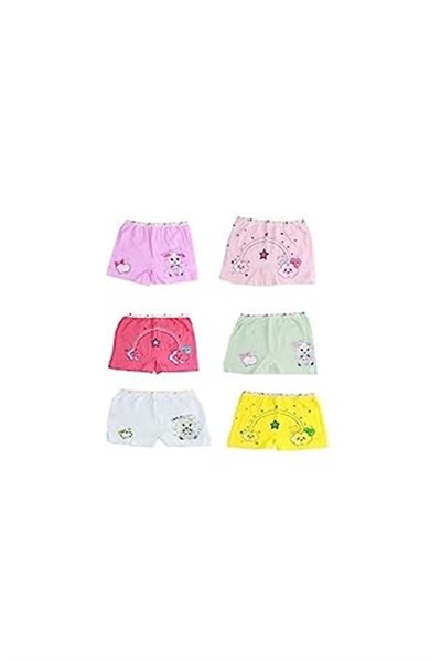 Tutku-6 Adet Kız Cocuk Baskılı Rengarenk Baskılı Pamuklu Boxer (BASKILI / 11-12 Yaş)