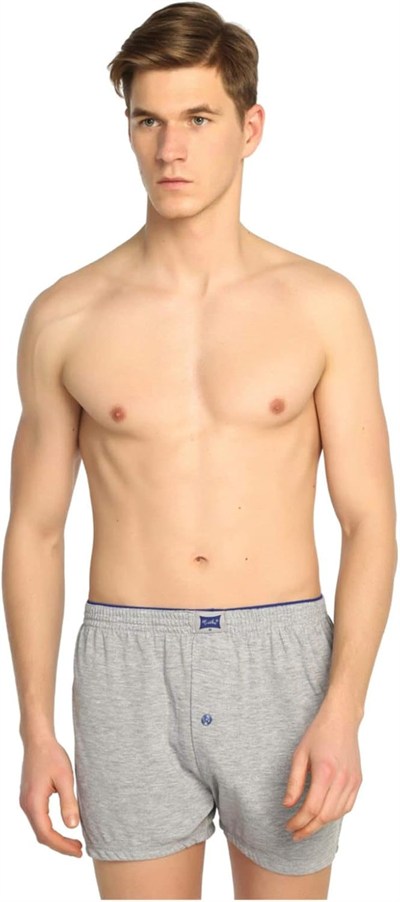 Tutku-6lı Tutku Erkek Düz Havlubel Düğmeli Boxer-Gri-XL