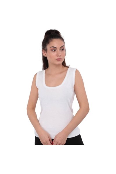 Tutku Beyaz Renk Kalın Askılı Kroşetalı Atlet Beyaz 3XL