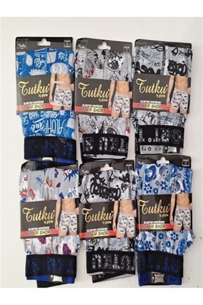 Tutku Desenli Likralı Pamuklu Boxer 5li Paket, 43100