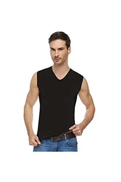 Tutku Elit Tutku Elit 3 Adet Siyah Renk V Yaka Sıfır Kol Atlet Siyah 2XL