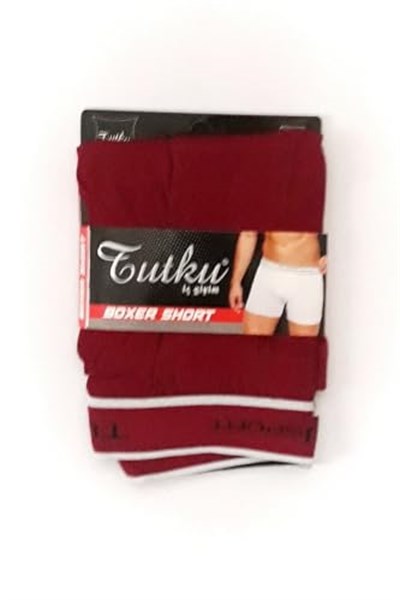 Tutku Erkek Bordo Spor Boxer, Likralı Elastan, 2XL Beden, 1 Adet