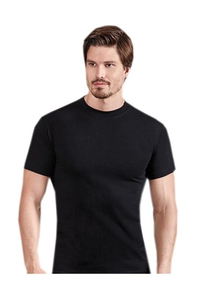 Tutku Erkek Sıfır Yaka Yarım Kol Fanila Penye,%100 Pamuk, Siyah, 3XL, 2li Paket