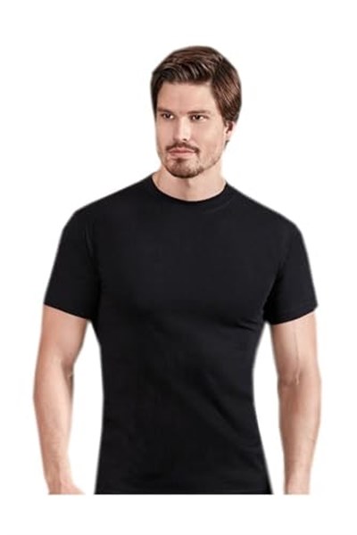 Tutku Erkek Sıfır Yaka Yarım Kol Fanila Penye,%100 Pamuk, Siyah, 3XL, 2li Paket