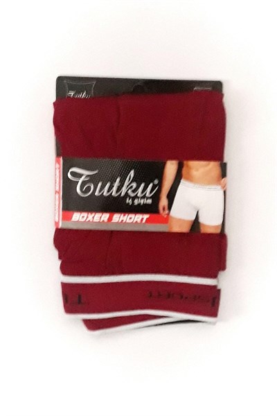 Tutku Erkek Spor Boxer, Bordo, 2XL Beden, 6lı Paket