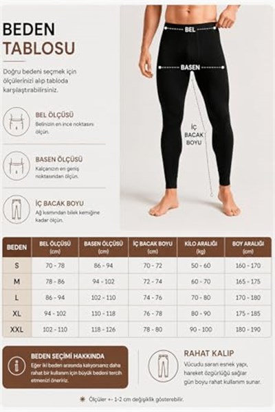 Tutku Erkek Termal Tayt İçlik - Kışlık Uzun Şardonlu Isı Dengeli Termal Alt