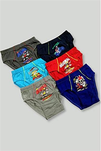 Tutku İç Giyim Erkek Çocuk Desenli Slip Külot 6 lı Paket 3-4 yaş Karışık