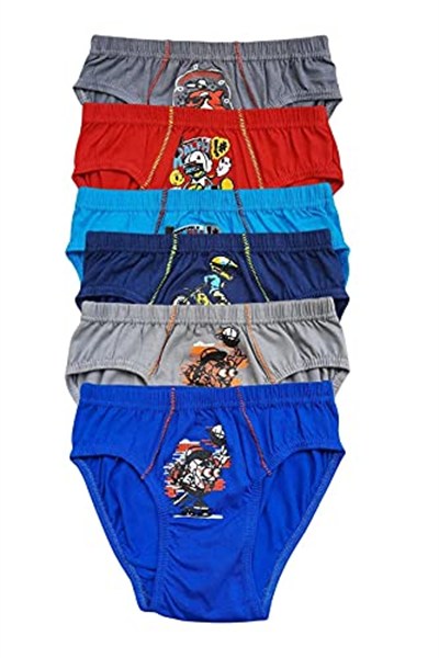 Tutku İç Giyim Erkek Çocuk Desenli Slip Külot 6 lı Paket 3-4 yaş Karışık