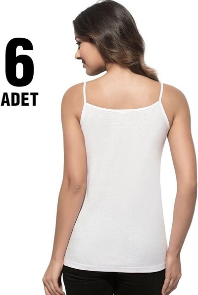 Tutku İç Giyim Kadın Ribana İp Askılı Atlet 6 Lı Paket Beyaz XL