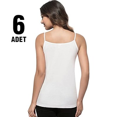 Tutku İç Giyim Kadın Ribana İp Askılı Atlet 6 Lı Paket Beyaz XL