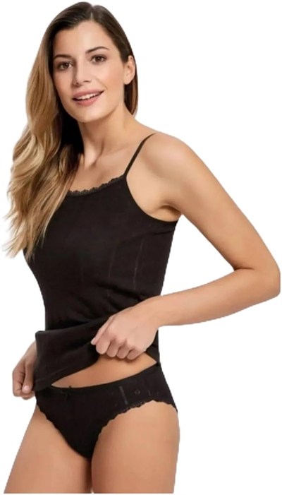 Tutku Jakarlı Dantel Yaka%100 Pamuk İp Askılı Kadın Atlet 0200 6lı Paket