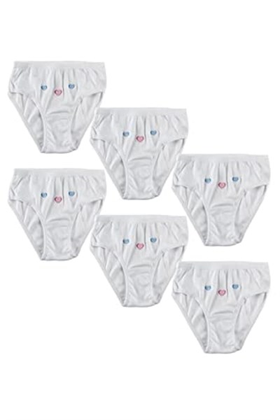 Tutku Kız Çocuk Beyaz Nakışlı Külot 6lı Paket